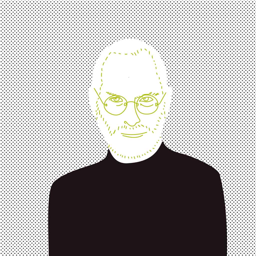 Steve Jobs Portrait Karikatur Vektorgrafik Illustration Zeichnung